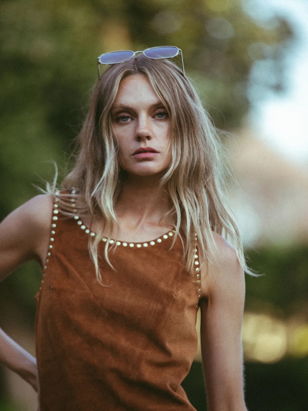 Stoned Immaculate Suede Studded Joplin Mini Dress in Brown sz Small